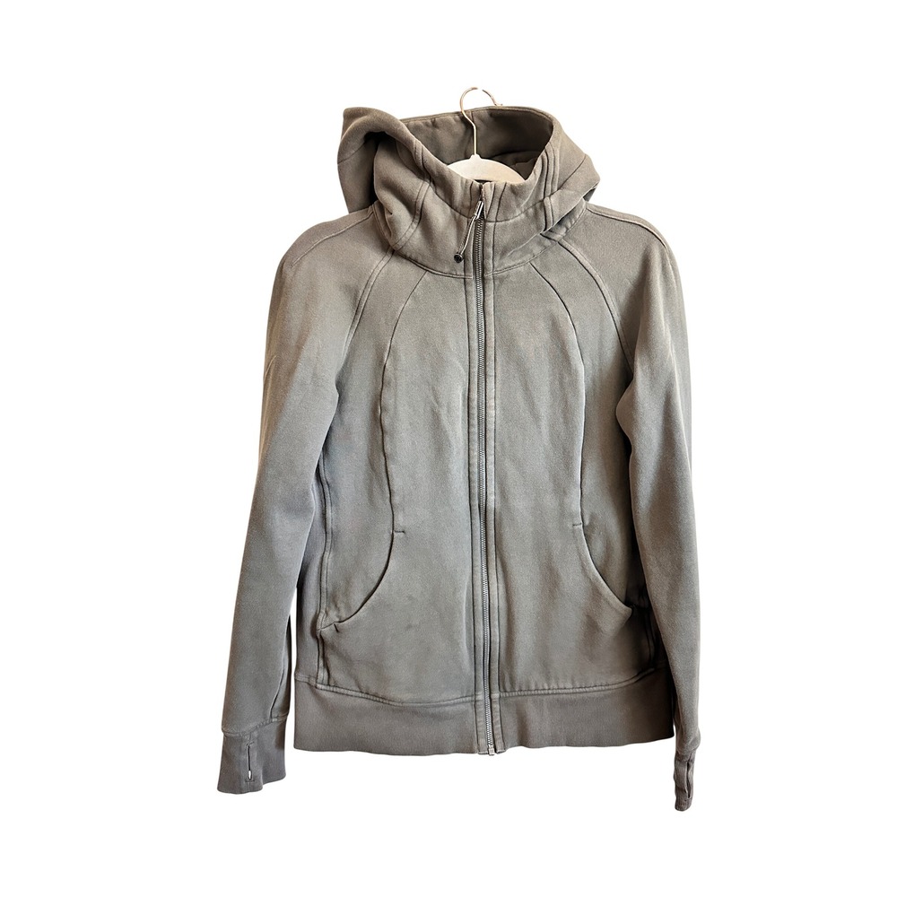 Lululemon Scuba Full Zip Hoodie Sage Green Size 12 Thumbholes Fleece Jacket